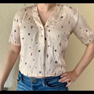 Amour Vert 100% silk crop top